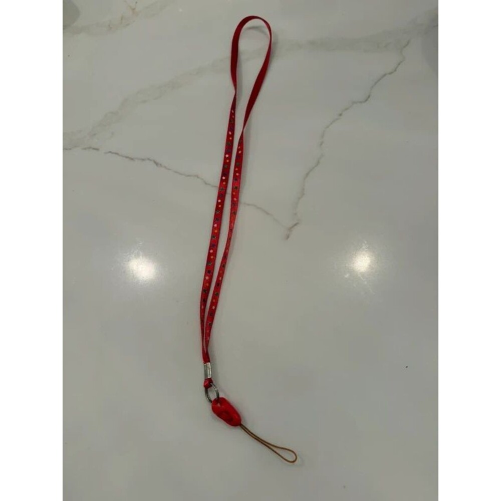 Red fabric phone strap